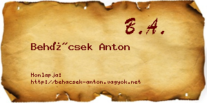 Behácsek Anton névjegykártya
